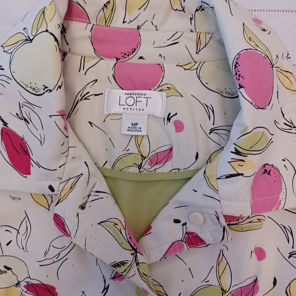 Loft Vintage Frut Print Trench Coat Jacket Size MP - Picture 4 of 5